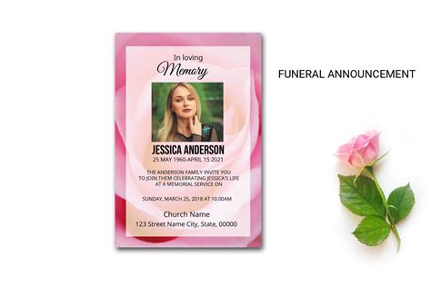 Funeral Announcement Card Template Graphic by Design Shop · Creative ...