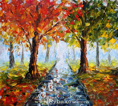 Landscape oil painting AUTUMN NATURE 145 by Valery Rybakow Painting by ...