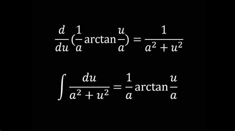 Derivative of (1/a)arctan(u/a) - YouTube