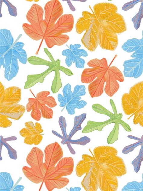 Colorful Fig Leaves Art Print by Gulsen Gunel - Fy