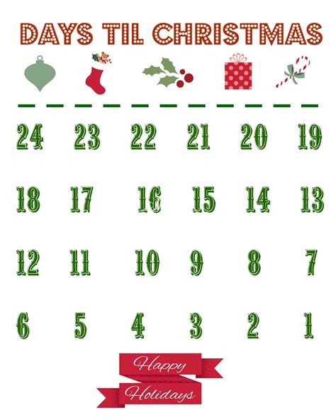 Printable Christmas Countdown Calendar - The Country Chic Cottage