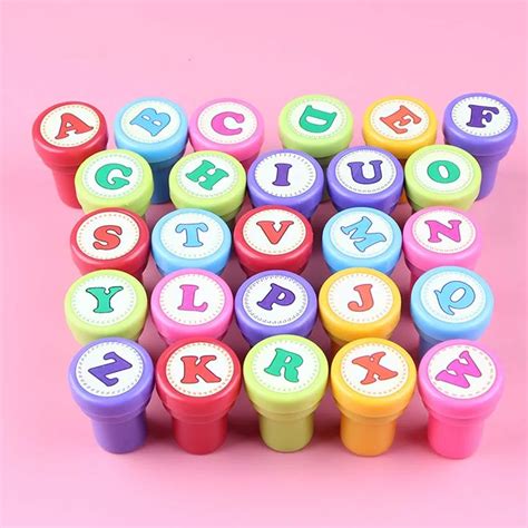 New 26 Pcs DIY Letter Alphabet Stamp Toy Sets Teach Kids Alphabet and ...