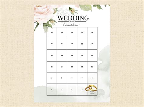 Wedding Countdown Calendar Instant Download Printable PDF - Etsy