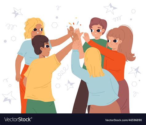 Friends doing high five friendship greeting fun Vector Image