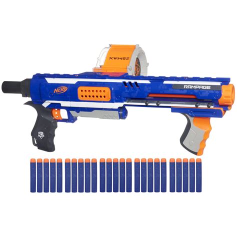 Nerf Rampage N-Strike Elite Toy Blaster with 25 Dart Drum Slam Fire ...