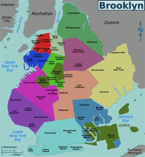 Brooklyn map, Brooklyn neighborhoods, New york city map