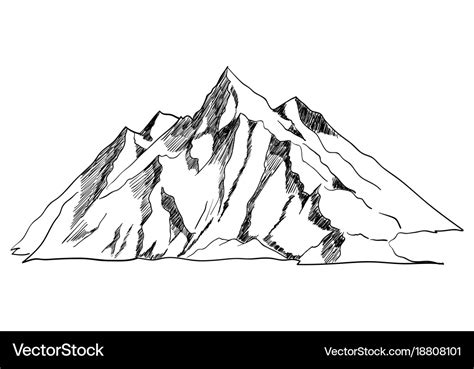 Line art or sketch of a mountain Royalty Free Vector Image