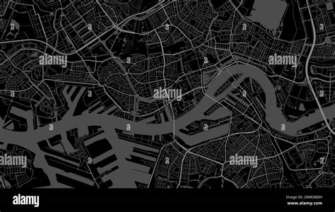 Black Rotterdam map, Netherlands. Vector city streetmap, municipal area ...