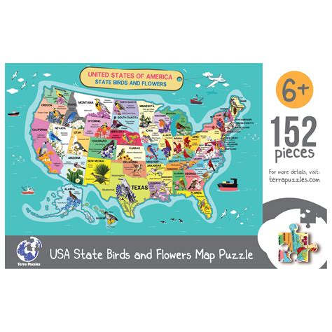 USA States Map Wooden Jigsaw Puzzle, United States America Illustrated ...