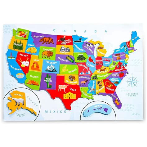 44 Pieces Magnetic USA Map Puzzle for Kids, US America Jigsaw Puzzles ...