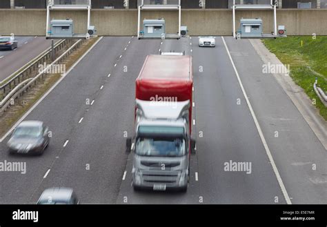 Gatso speed cameras on all lanes of the M1 motorway on the gantry in ...