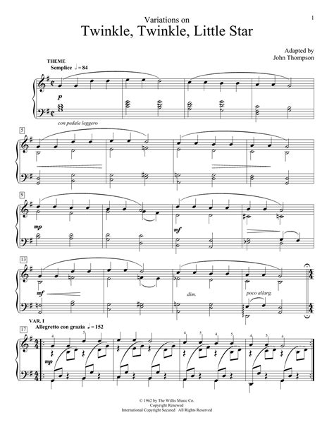 Variations On Twinkle, Twinkle, Little Star sheet music by John ...