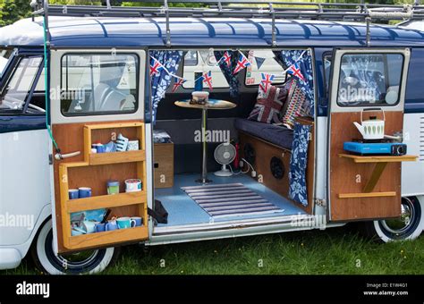 VW Split Screen Volkswagen camper van interior at a VW show. England ...