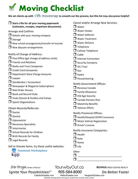 Pdf Printable House Moving Checklist Template - Free Printable Template