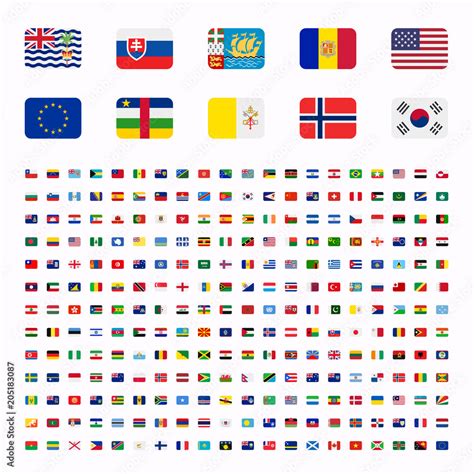 Vetor do Stock: All countries world rounded rounded flat design flags ...