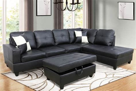 Modern Black Leathered Design Couches