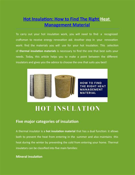 Hot Insulation: Find The Right Heat Management Material by refmonin - Issuu