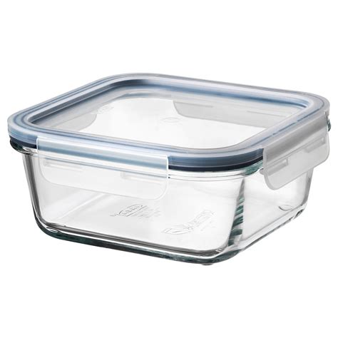 IKEA 365+ food container with lid, square glass/plastic, 20 oz - IKEA