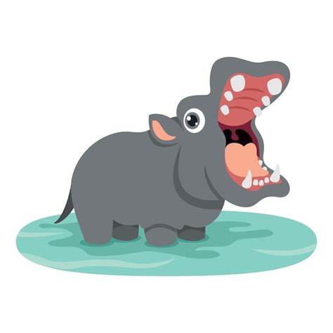 Premium Vector | Cartoon Illustration Of A Hippo