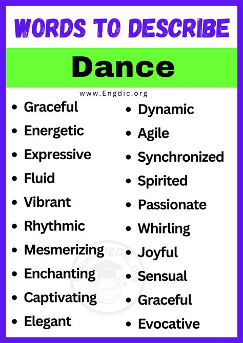 20+ Best Words to Describe Dance, Adjectives for Dance - EngDic