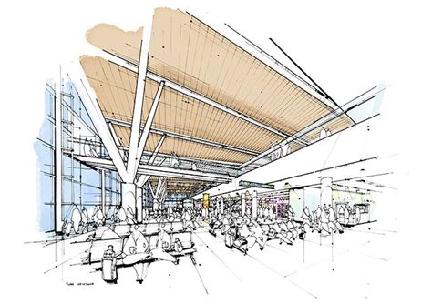 Interior Freehand Sketching Airport Departures | Interior architecture ...