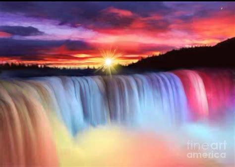 Rainbow Waterfall Painting by Belinda Threeths