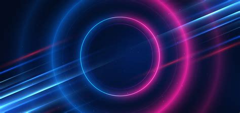 Abstract technology futuristic neon circle glowing blue and pink light ...