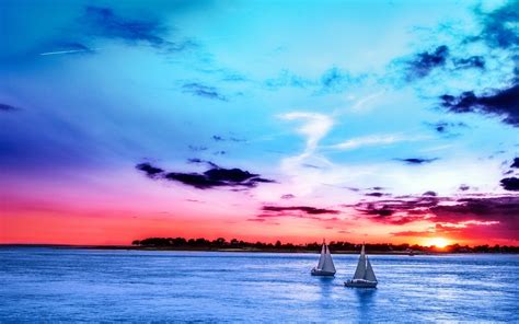 sunset, sailboats, sea Wallpaper, HD Nature 4K Wallpapers, Images and ...