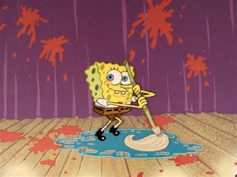 Cleaning SpongeBob Original Animation Background Cel : Lot 549699