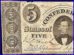 1861 $5 Dollar Bill Confederate States Currency CIVIL War Note Paper ...