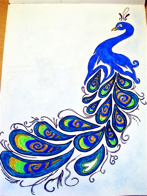 Simple Colorful Peacock Drawing at GetDrawings | Free download