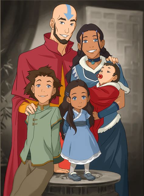 Colored the Aang/Katara family portrait from the Korra art book ...