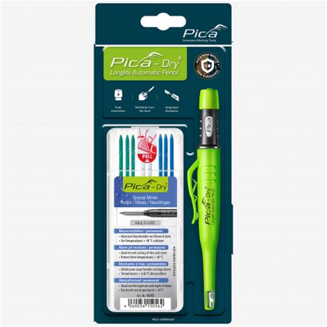 Pica DRY Automatic Pencil + Pica DRY Refill Set, Special (3 Blue, 2 ...