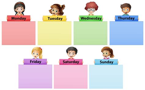 Happy children and seven days of the week 375250 Vector Art at Vecteezy