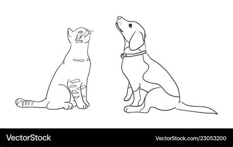 Cat and dog line art 08 Royalty Free Vector Image