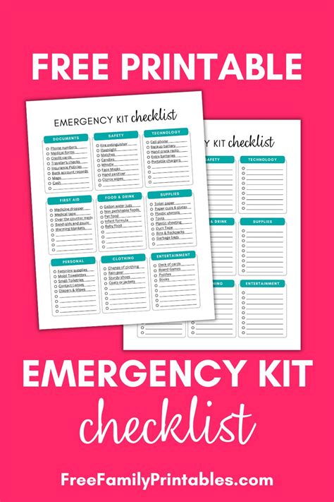 Free Printable Emergency Kit Checklist - Free Family Printables