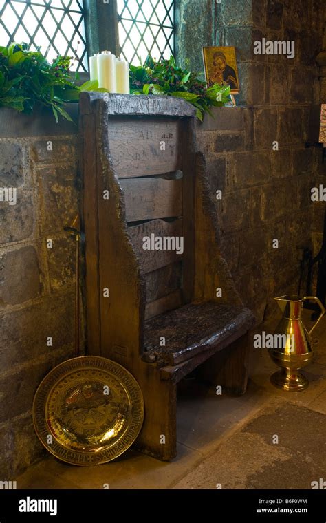 England Tyne and Wear St Pauls Monastery and church Bedes chair an oak ...