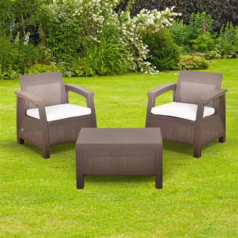 Buy Keter Corfu Balcony Rattan Set with 2 Seats and Square Table, today ...