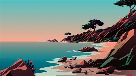 1366x768 Resolution Beach Minimalist Digital Art 5K 1366x768 Resolution ...