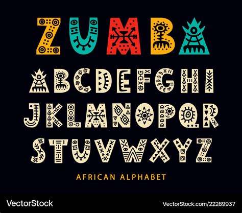 Hand drawn african tribal font Royalty Free Vector Image