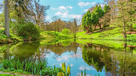 Image Nature United Kingdom Powys County Wales Spring Lake 1920x1080