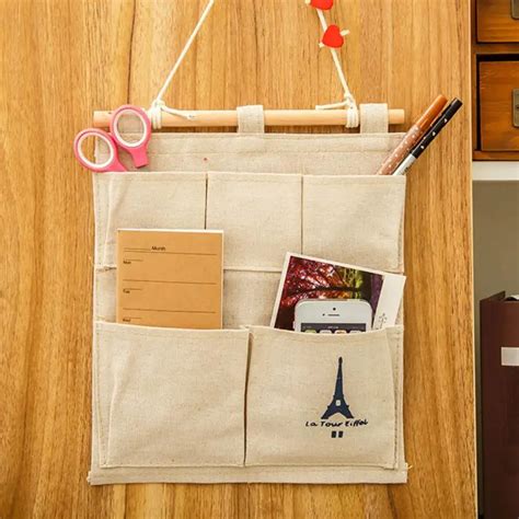 Door Hanging Organizer Decor Cotton Tower Storage Bag 5 pocket Wall ...