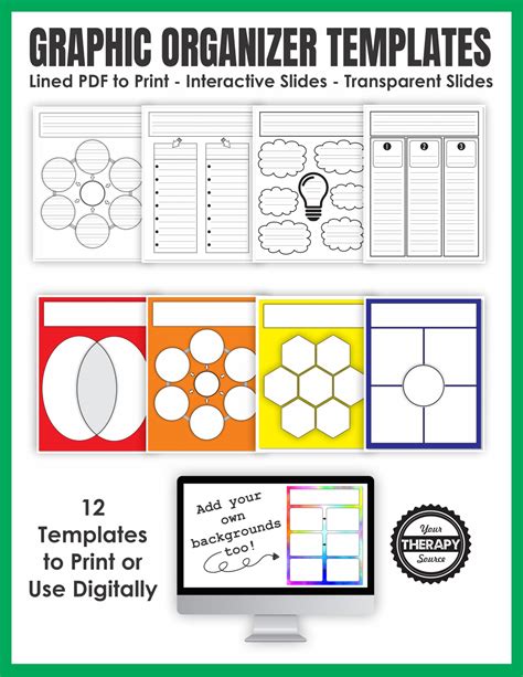 Graphic Organizer Templates - Print and Digital - Your Therapy Source