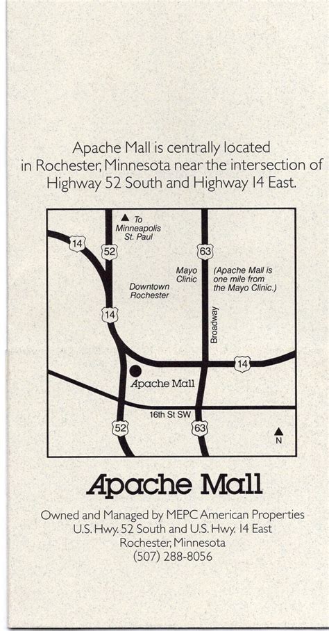 1998 Apache Mall store map & directory, Rochester MN, Montgomery Wards ...