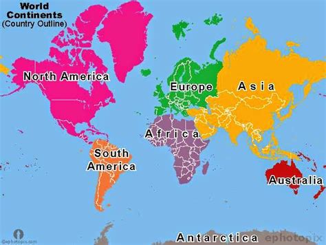 Printable Map of the 7 Continents