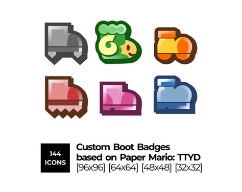 Custom Boot Badges based on Paper Mario: TTYD by LadyLuck