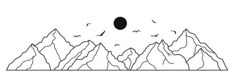 Mountain Line Drawing Clip Art