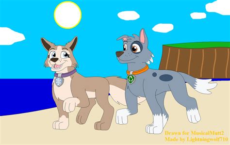 Gift: Rocky and Tundra's Beach Walk by Lightningwolf710 on DeviantArt