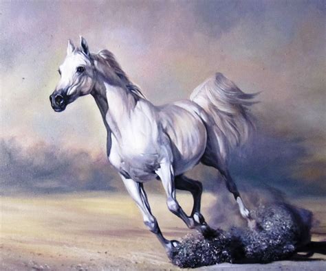 Horse Painting White Horse Horse Oil Painting on Canvas