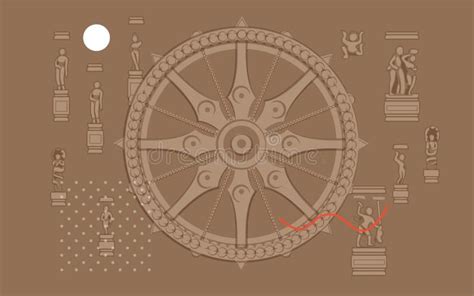 Konark Wheel - Sun Temple - Odisha - Icon Stock Illustration ...